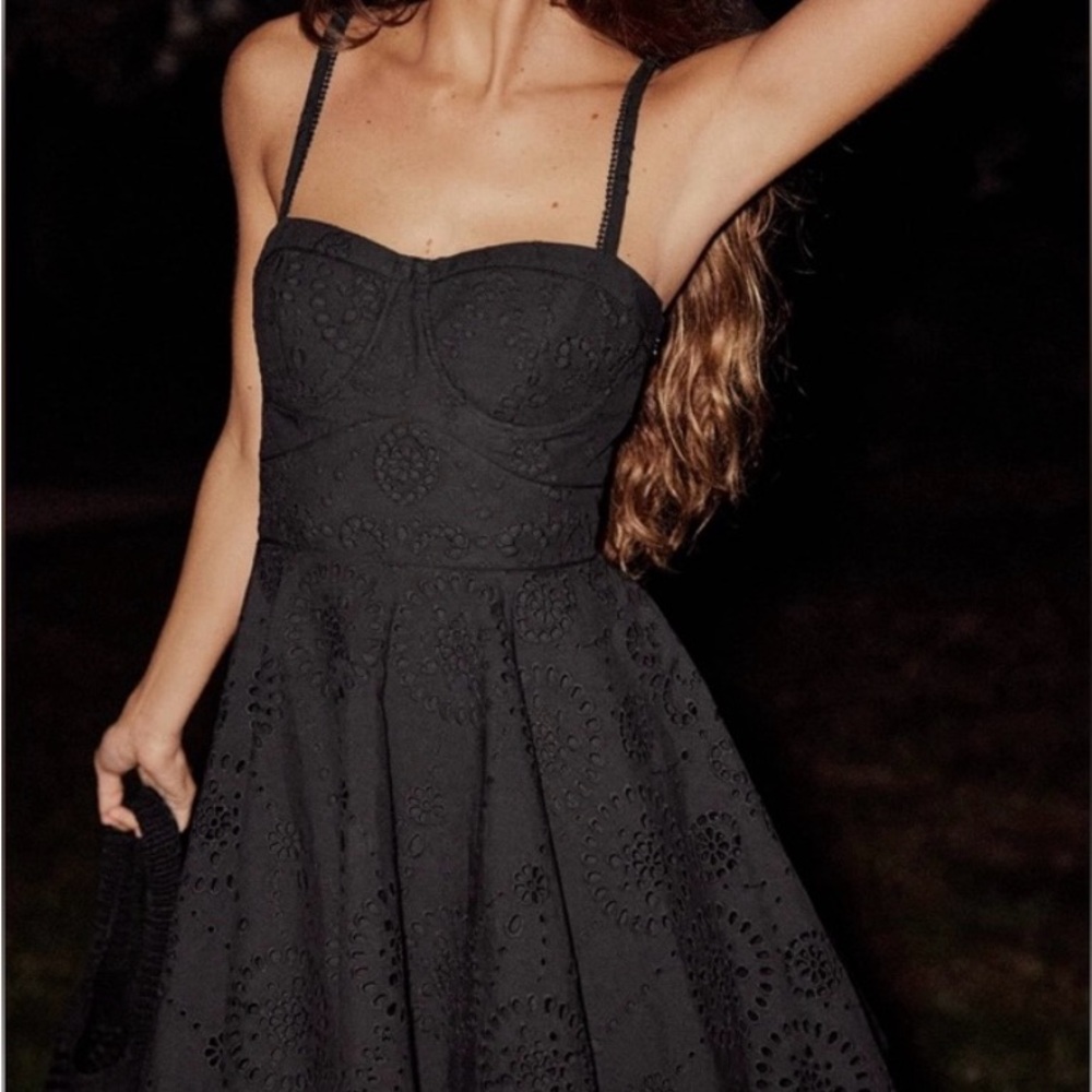 Black Eyelet Mini Dress